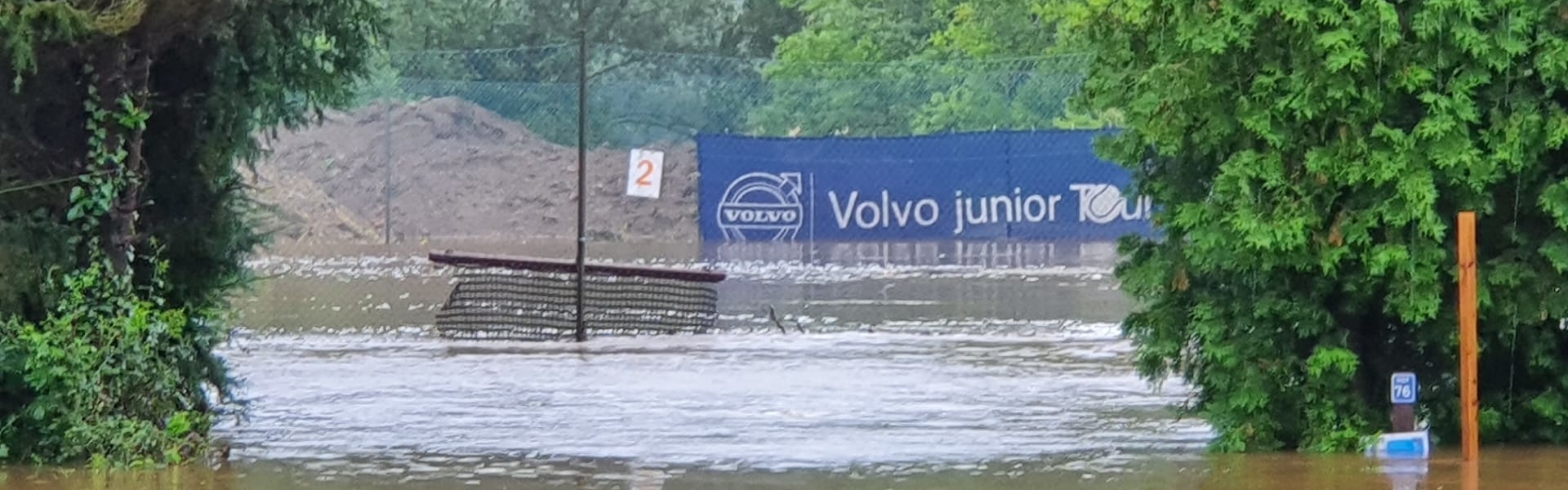 Hochwasser am Tennisklub in Kelmis