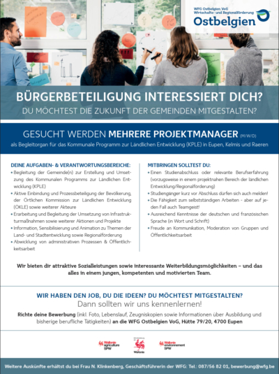 WFG sucht Projektmanager (M/W/D)
