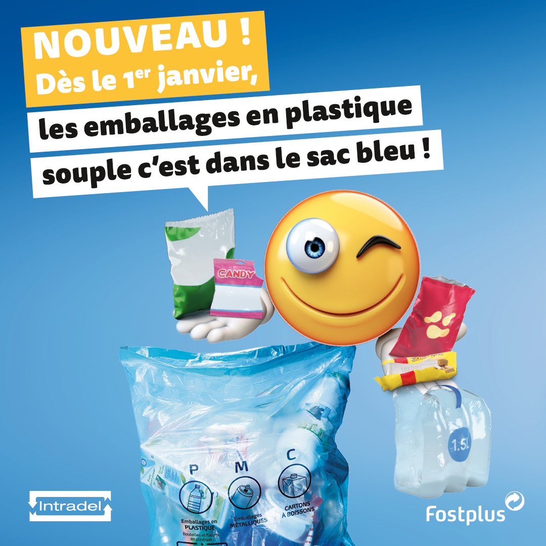 Dès janvier, emballages en plastique souple dans les sacs bleus