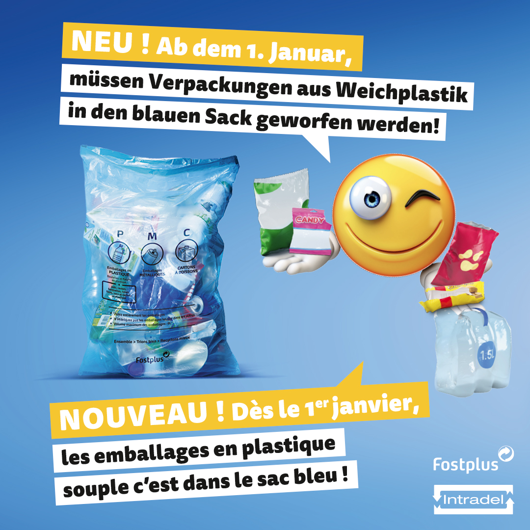 Weich-Plastikverpackungen ab Janaur in den blauen PMK-Sack
