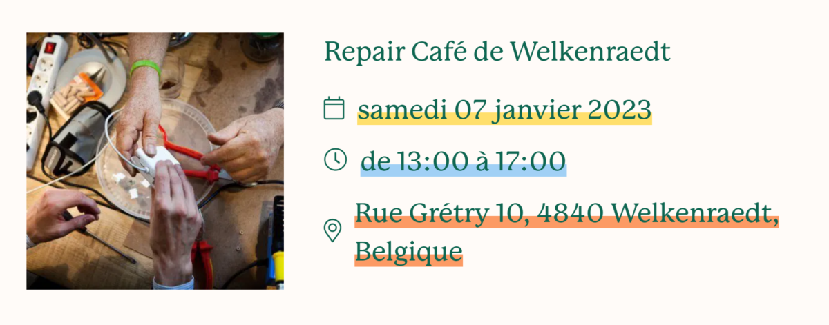 Repair Café à Welkenraedt le 7 janvier