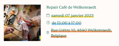 Repair Café à Welkenraedt le 7 janvier