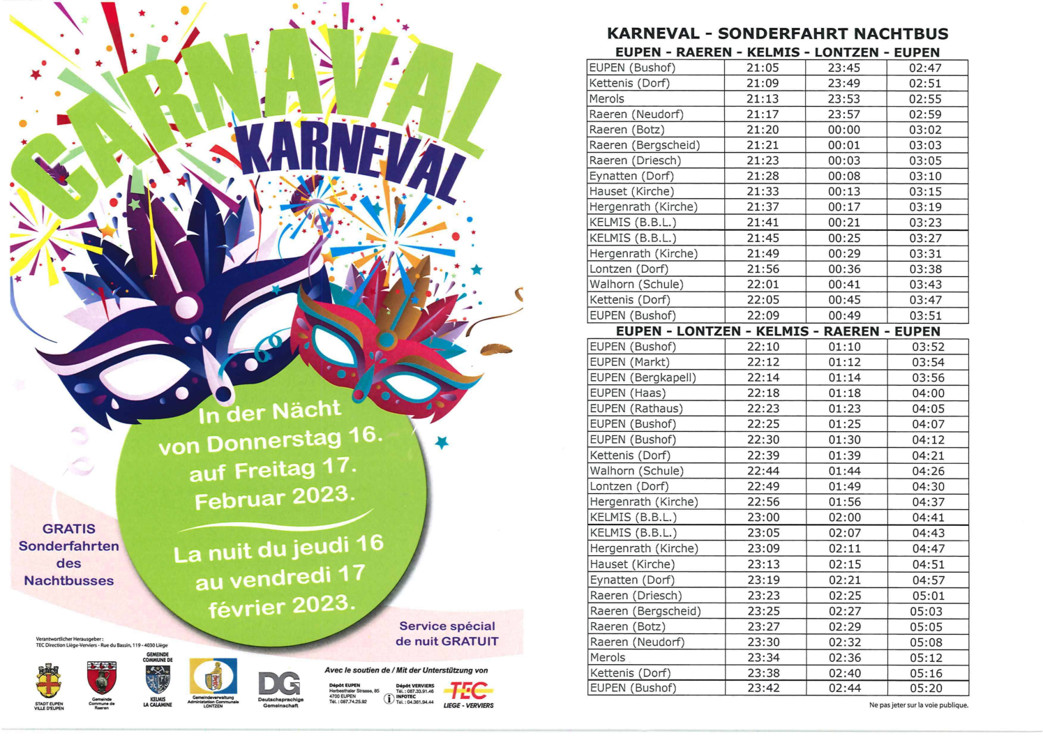 Bus gratuits pour les fêtes du carnaval