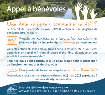 Le Contrat de Rivière Meuse Aval recherche 20 bénévoles