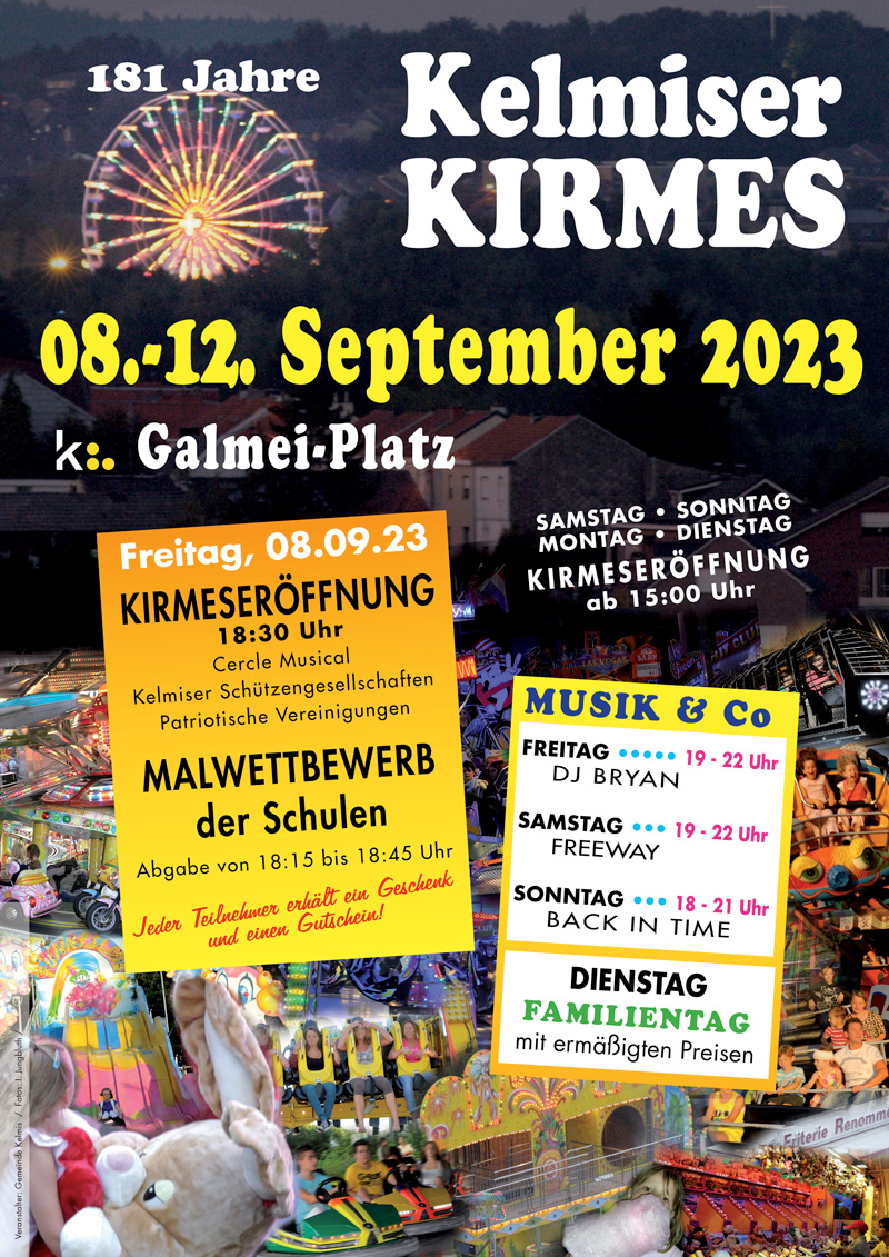 8. bis 12. September: Kirmes mit neuen Fahrgeschäften