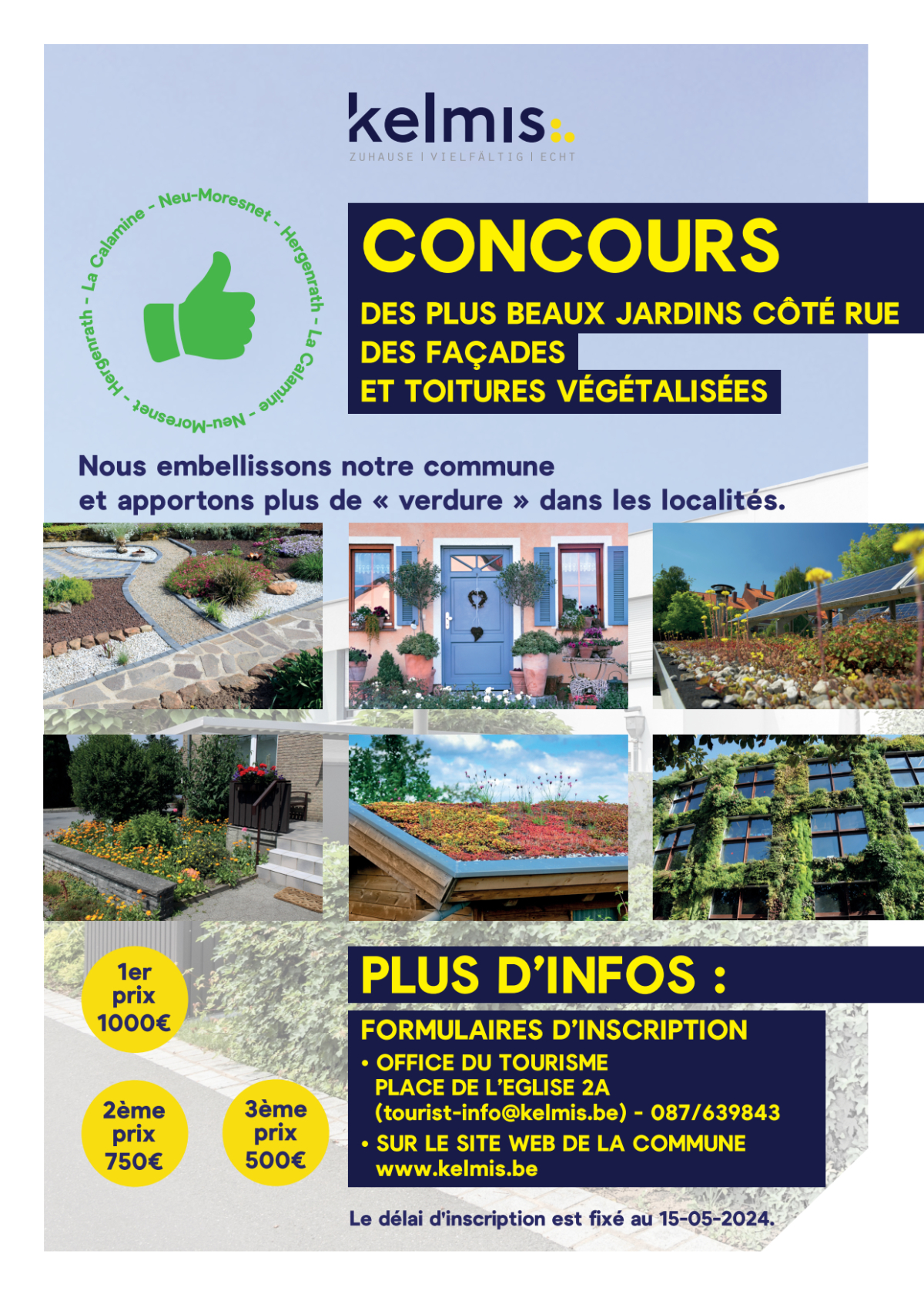 Concours pour plus de vert dans la commune – Delai d’inscription jusqu’au 15 mai