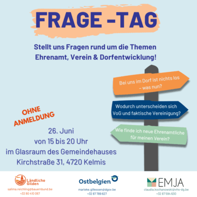 Frage-Tag am Donnerstag zu Ehrenamt, Vereinsgründung und Dorfentwicklung