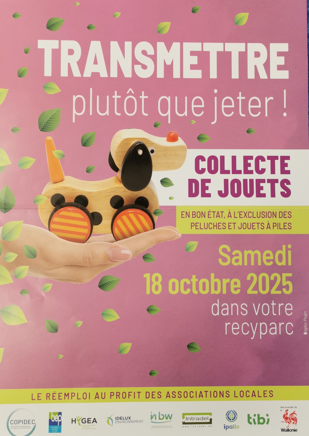 Collecte de jouets au Recypark le samedi, 18 octobre