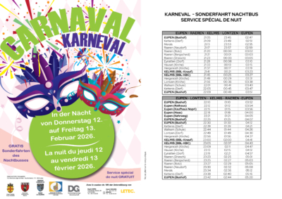 Wann fahren die TEC-Pendelbusse an den Karnevalstagen?