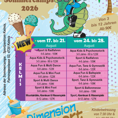 Sommerlager vom 17. bis 21. August und vom 24. bis 28. August in Galmeibad und Sportzentrum