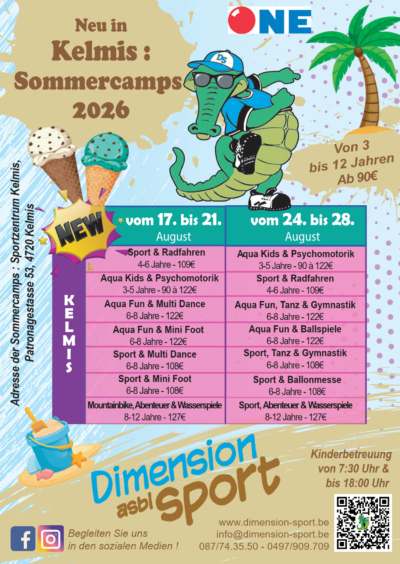 Sommerlager vom 17. bis 21. August und vom 24. bis 28. August in Galmeibad und Sportzentrum