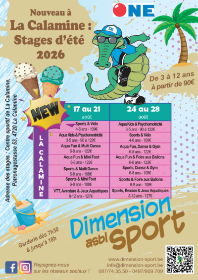 Stages d&rsquo;été du 17 au 21 août et du 24 au 28 août à la piscine et au centre sportif