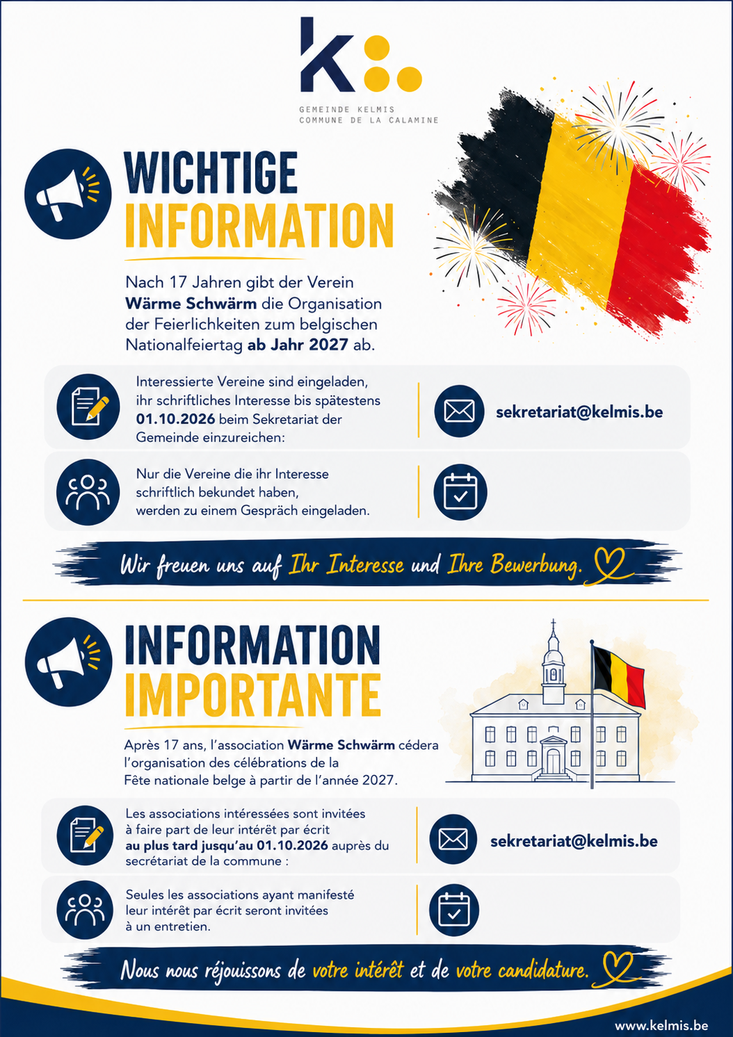 Wollen Sie die Feierlichkeiten zum 21. Juli organisieren?