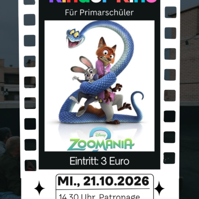 Kinder-Kinonachmittag am Mittwoch, 21. Oktober in der Patronage